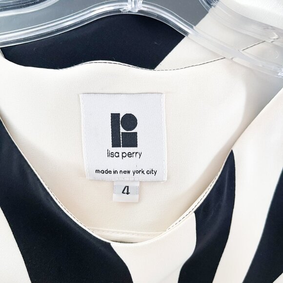 Lisa Perry Black and White Swirl Stripe Maxi Dress Gown Silk - Picture 15 of 16